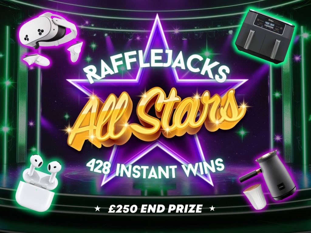 Rafflejacks All Stars - 428 instant wins - £2,000 in prizes & £250 end prize