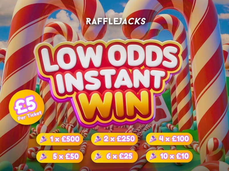 Low odds instant win - massive cash prizes and a £250 end prize